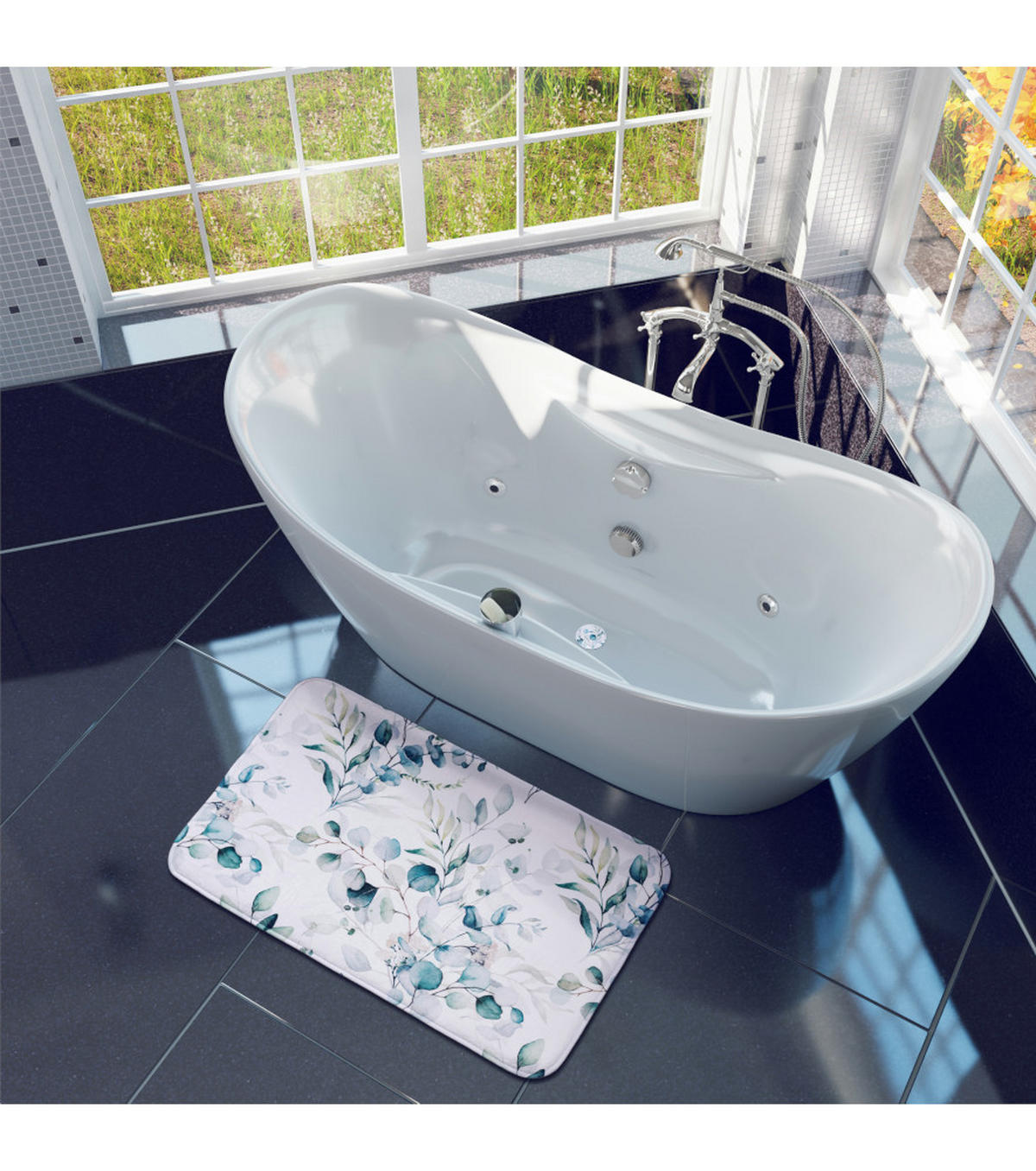 BADTEPPICH Eukalyptus 50 x 80 cm - Weiß, Textil (50/80cm) - Sanilo