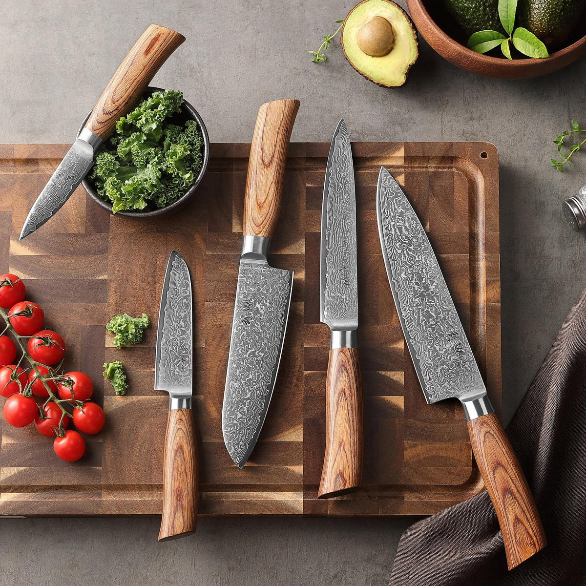 MESSERSET 5-TEILIG 8–20 cm - Braun, Holz/Metall - Wakoli