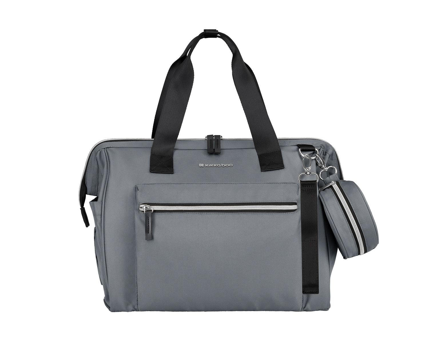 WICKELTASCHE Maxi hellgrau Wickelunterlage, kleine Tasche, Reißverschluss, großes Hauptfach - Grau, Textil (27/22/40cm) - Kikka boo