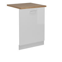 FRONTBLENDE R-Line Weiß Hochglanz 60 cm , AP Eiche - Weiß Hochglanz/Weiß, Holzwerkstoff (60/81.8/1.6cm) - Vicco