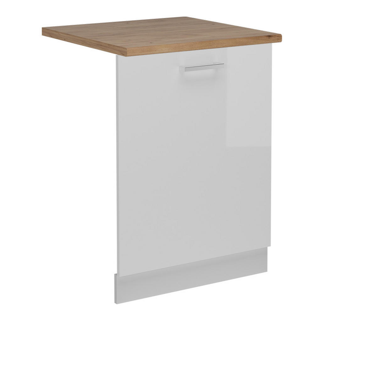 FRONTBLENDE R-Line Weiß Hochglanz 60 cm , AP Eiche - Weiß Hochglanz/Weiß, Holzwerkstoff (60/81.8/1.6cm) - Vicco