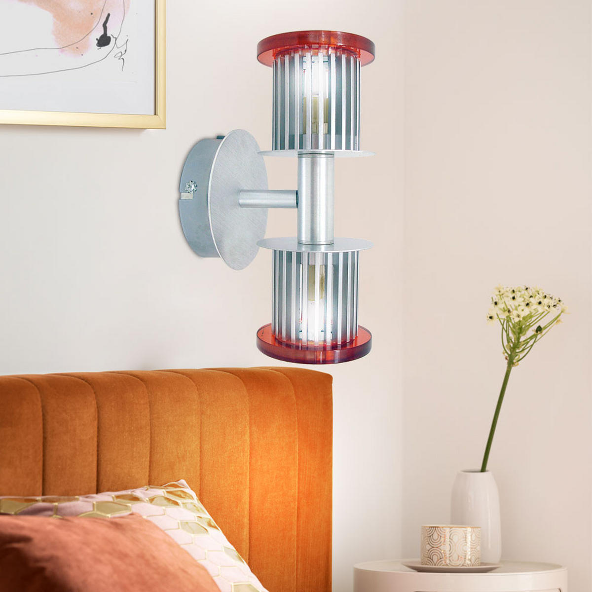 WANDLEUCHTE HOKKAIDO Aluminium Silber - Silberfarben, Glas (12/22/12cm) - Globo Lighting