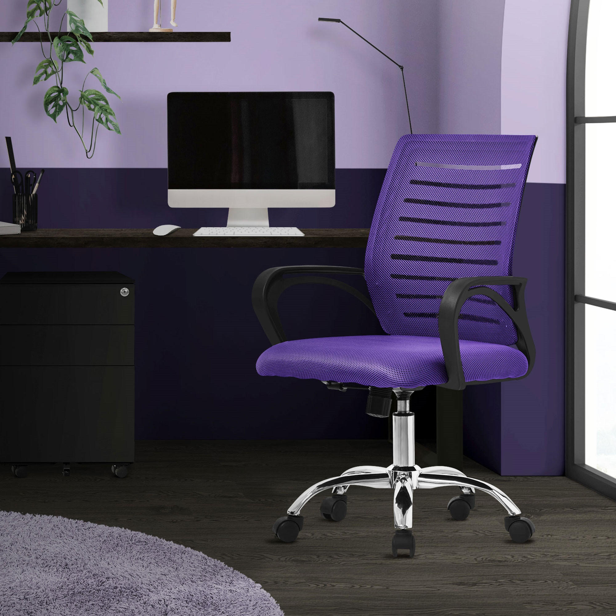 SCHREIBTISCHSTUHL Classic lila - Violett, Metall (54/99/59cm) - ML-DESIGN