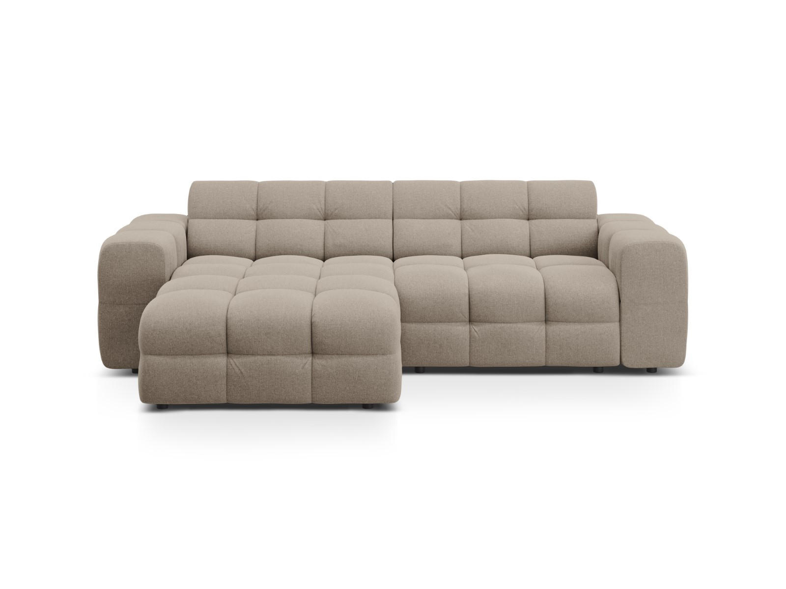 ECKSOFA links Kendal aus strukturiertem Stoff dunkelbeige 4 Sitzplätze - Mokka, Textil (173/256cm) - Micadoni