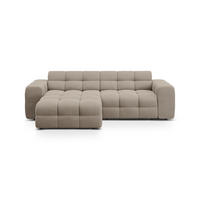 ECKSOFA links Kendal aus strukturiertem Stoff dunkelbeige 4 Sitzplätze - Mokka, Textil (173/256cm) - Micadoni