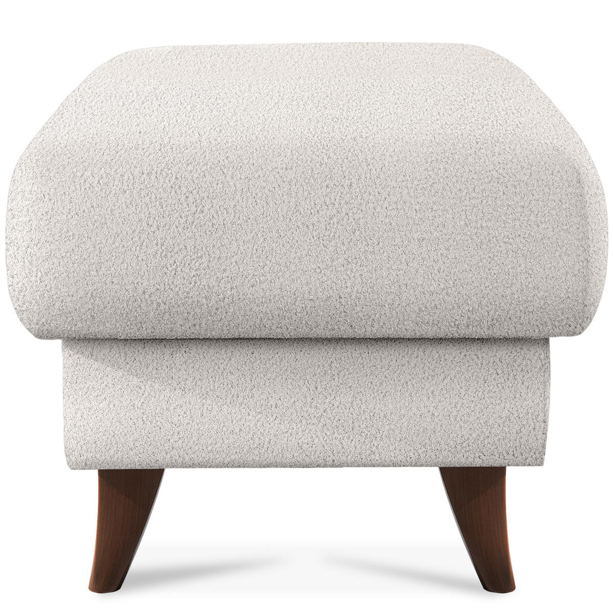 HOCKER GUSTAVO Fußstütze, Bouclé, Weiß - Weiß, Holz/Holzwerkstoff (53/49/53cm) - KONSIMO®