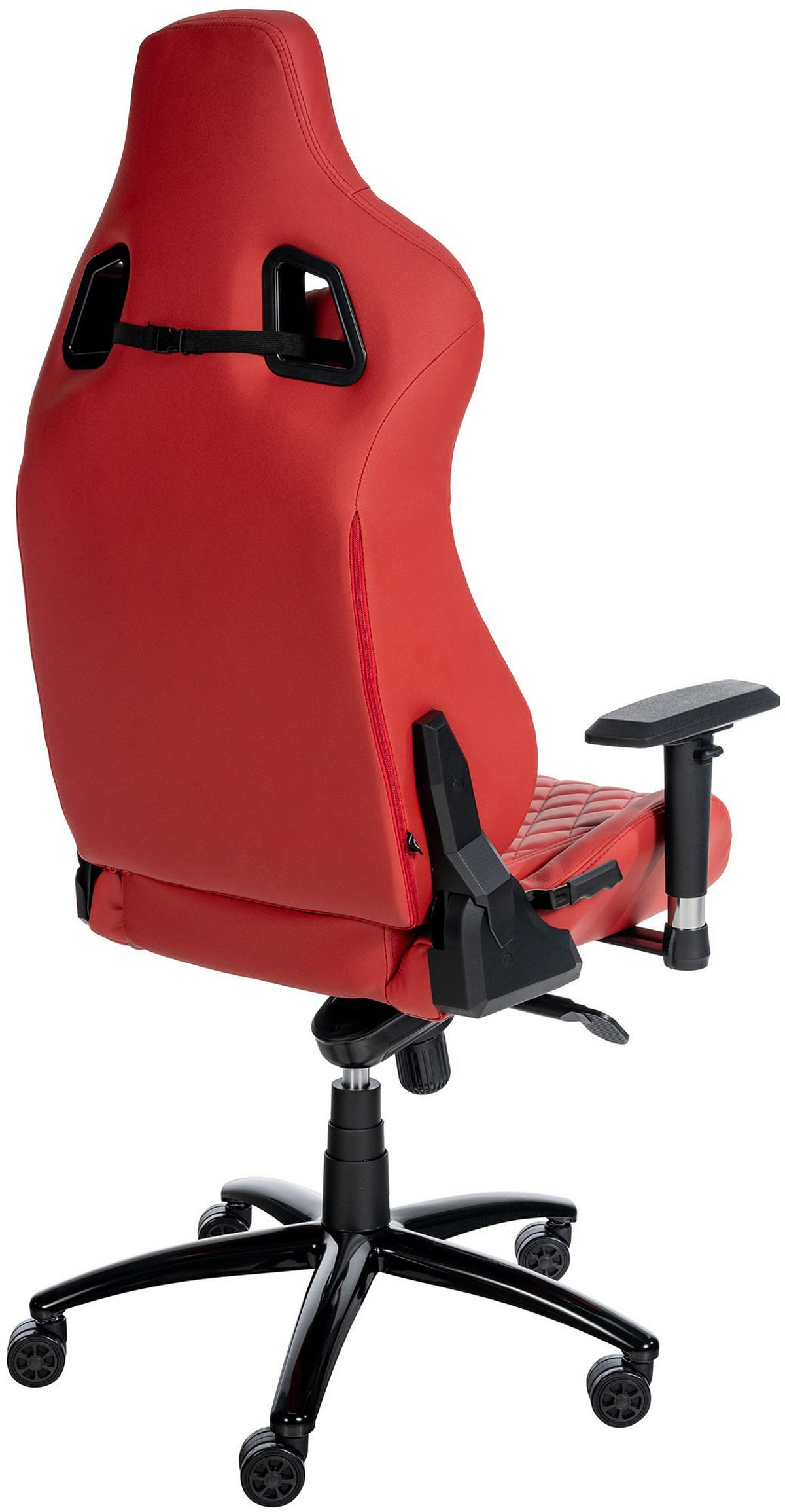 CHEFSESSEL Echtleder rot - Rot/Schwarz, Leder/Metall (70/129/64cm) - CLP