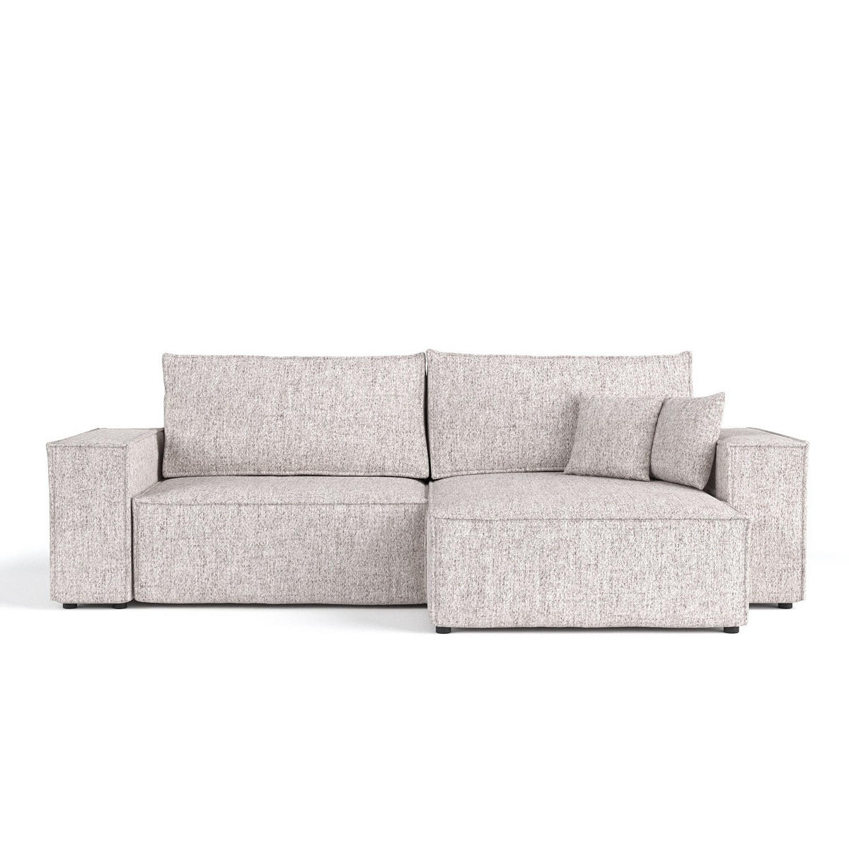 ECKSOFA CAVO mit Schlaffunktion Beige im Neve Stoff - Beige/Schwarz, Holz/Holzwerkstoff (255/148cm) - AltaBeds