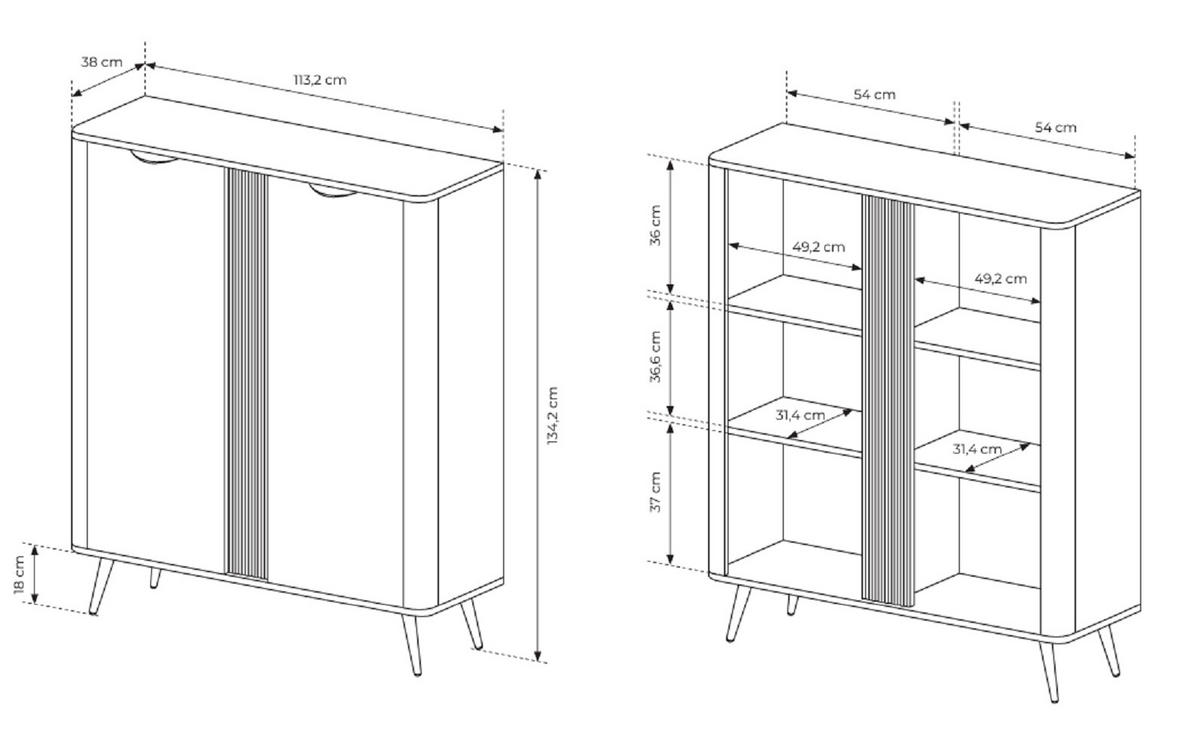 KOMMODE Braun 113 cm Estera mit 2 Türen, Eiche Dunin - Eichefarben, Holz (113/134/38cm) - Emporius