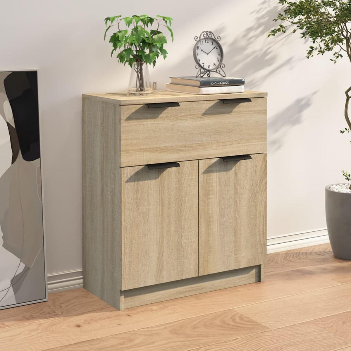 SIDEBOARD mit 1 Schublade, 2 Türen 60/30/70 cm aus Holzwerkstoff Sonoma-Eiche Dekor - Sonoma Eiche, Holz (60/70/30cm) - vidaXL