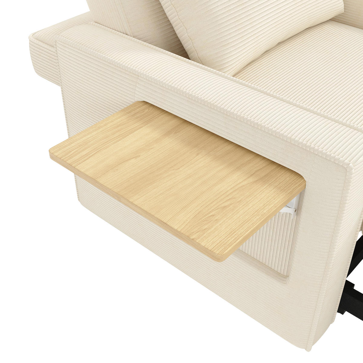 SCHLAFSOFA Multifunktionales mit USB-Anschluss und Handyhalter Cord Beige 93/150/85 cm - Beige, Textil (93/85/150cm) - OKWISH