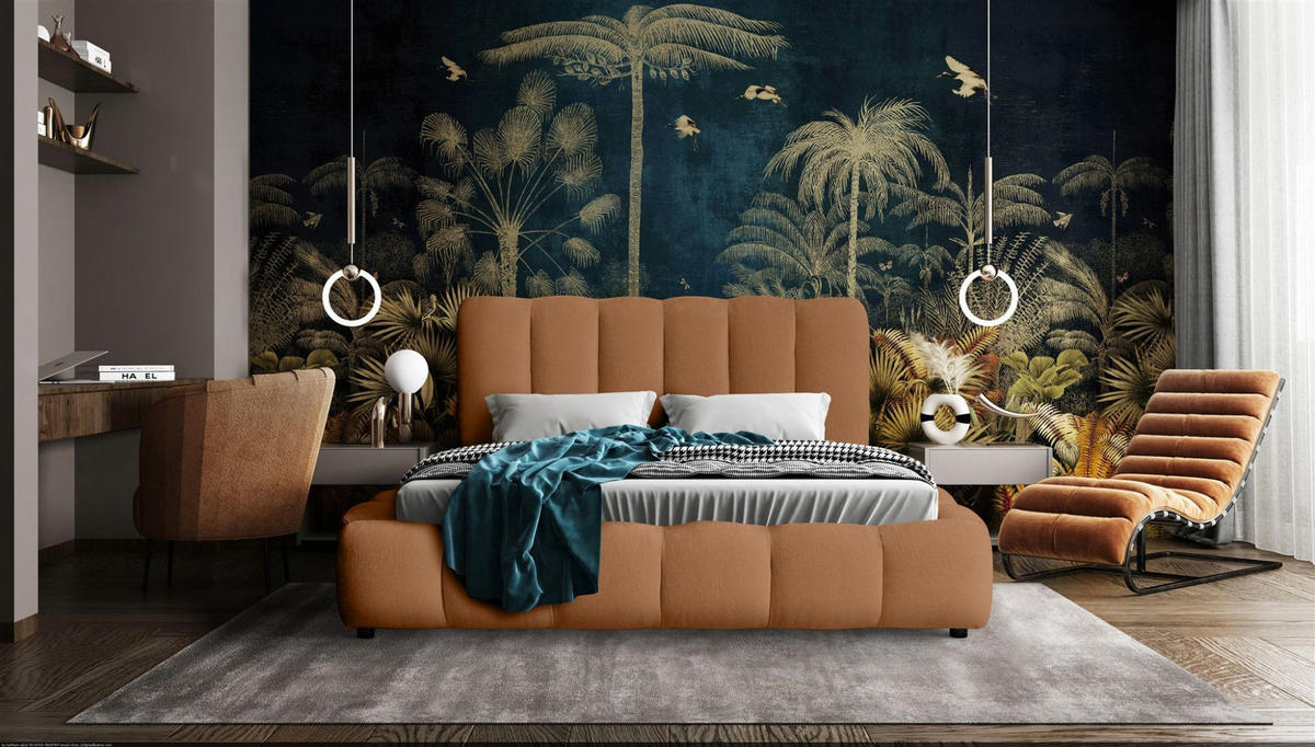 POLSTERBETT Heda Komplettset - Rotbraun, Holzwerkstoff/Textil (180/200cm) - Fun Möbel