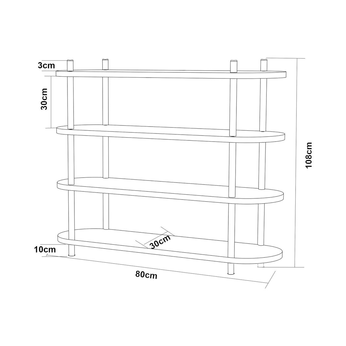 BÜCHERREGAL Øvre - Schwarz, Holzwerkstoff/Metall (80/108/30cm) - [en.casa]