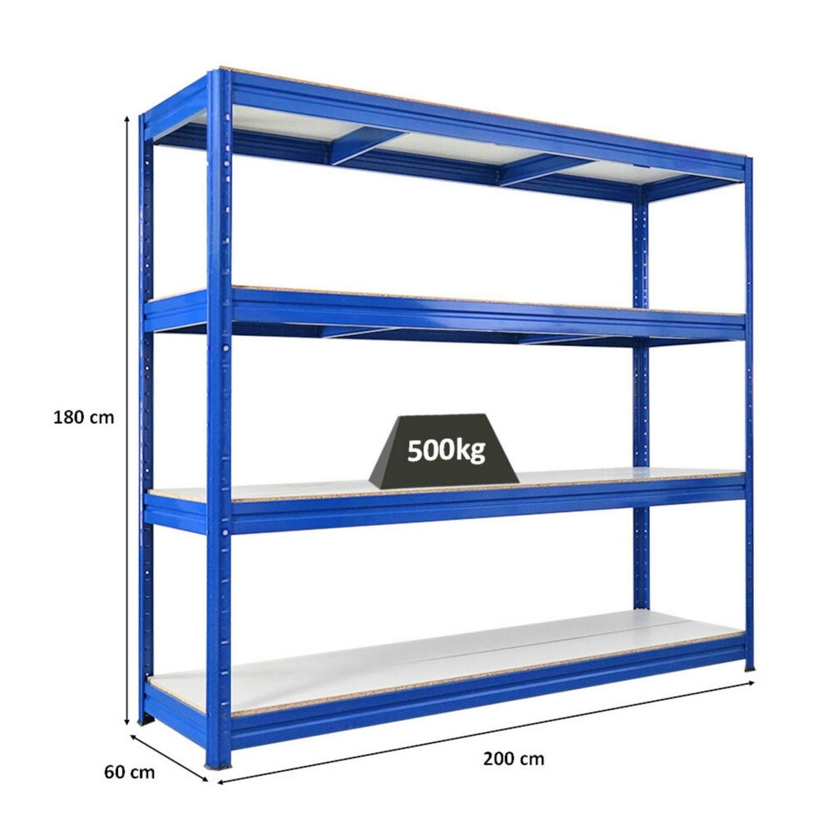 SCHWERLASTREGAL Dino 180x200x60cm Melamin-Ebenen Blau - Blau, Metall (200/180/60cm) - PROREGAL