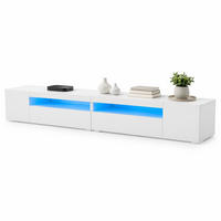 TV STOLEK bílý, světlý panel, LED osvětlení, do obývacího pokoje a jídelny, 240×38,5×35,5 cm - bílá, kov/kompozitní dřevo (240/35/39cm) - STILVORA