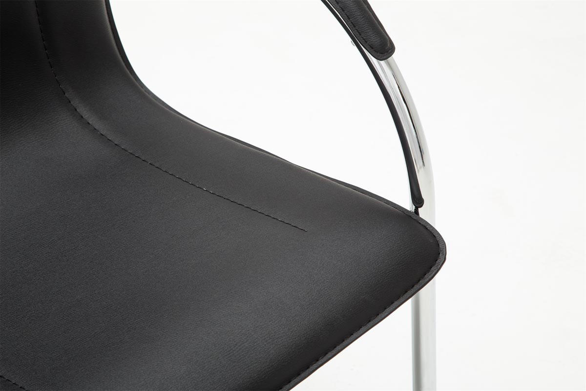 BESUCHERSTUHL Rabat Kunstleder Schwarz Konferenzstuhl Bürostuhl - Schwarz, Leder (56/94/52cm) - DELUKE