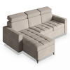 ECKSOFA KAME Beige Plüsch-Stoff mit Schlaffunktion - Beige, Holz (227/168cm) - MASSENO