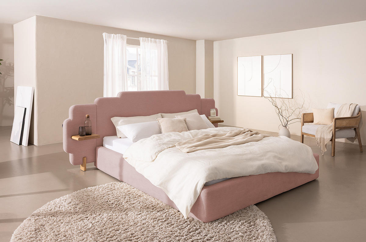 POLSTERBETT - Chenille - Mauve, Textil (200/200cm) - home24