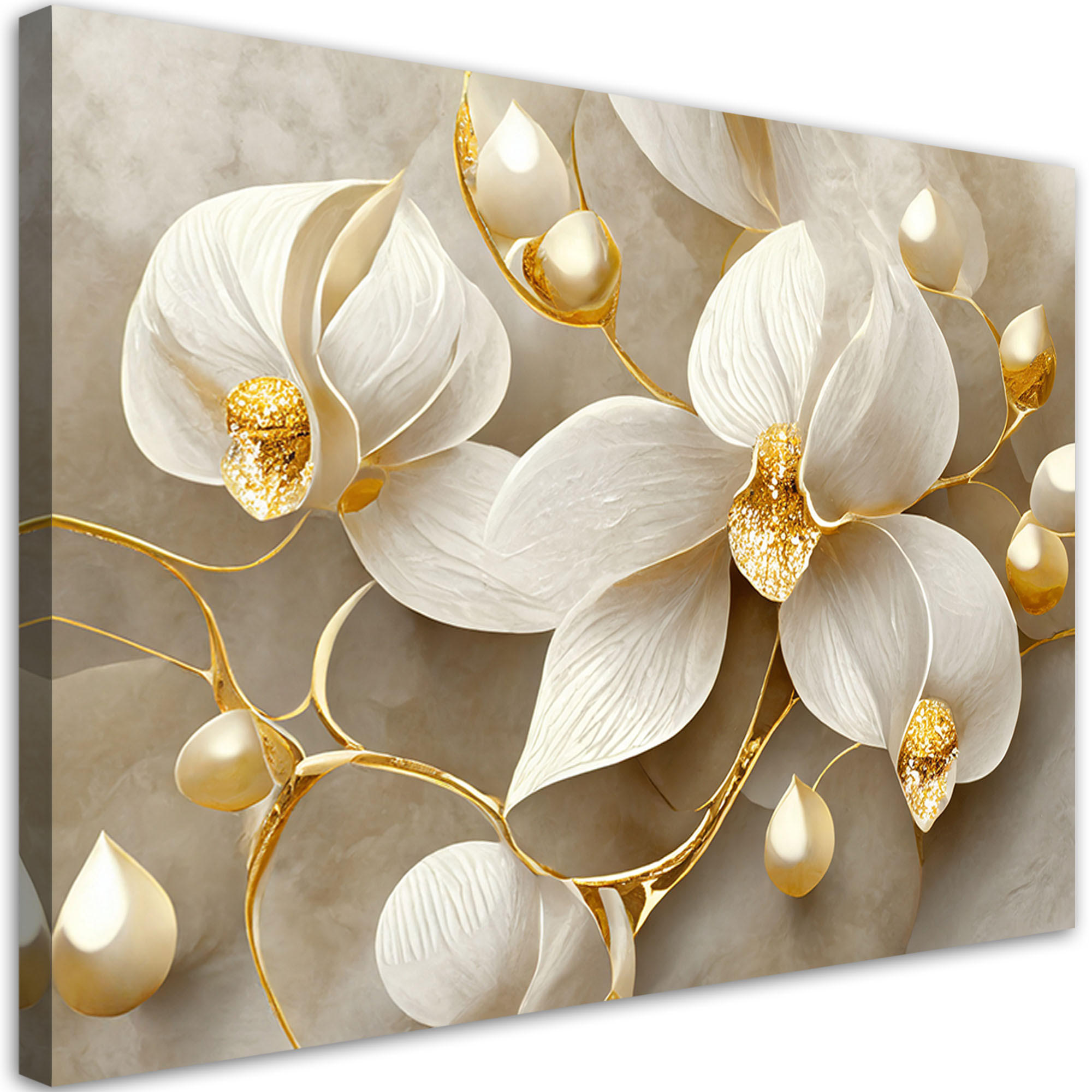 LEINWANDBILD Orchidee glamourös gold 100x70cm - Goldfarben, Textil (100/70cm) - Feeby