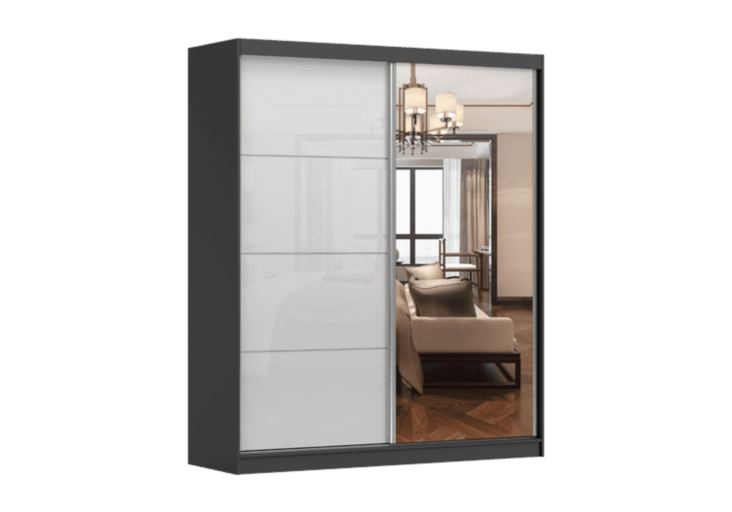 SCHIEBETÜRENSCHRANK - Ben 35s (Schwarz, 183 cm) - Schwarz, Holzwerkstoff (183/218/61cm) - Möblo