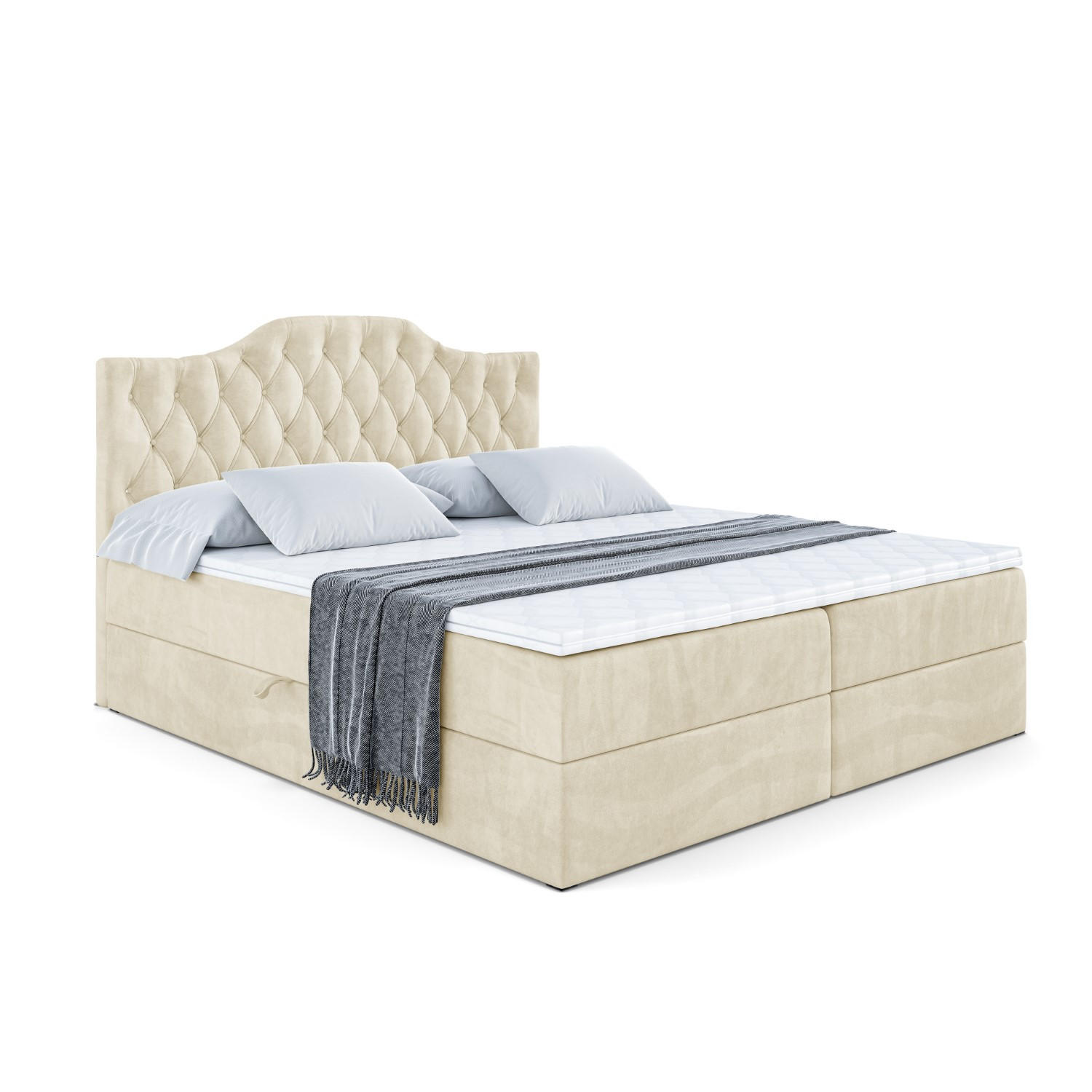 ALTDECOR AMERICKÁ postel s matrací H4 a lamelovým roštem – VILA-1 – 140 × 200 cm – H4 – béžová
