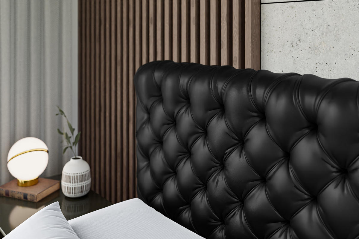 BOXBETT mit Matratze H3 und Lattenrost - BOXI8 - 180x200 cm Schwarz Hochglanz - Schwarz Hochglanz, Holzwerkstoff (180/200cm) - ALTDECOR