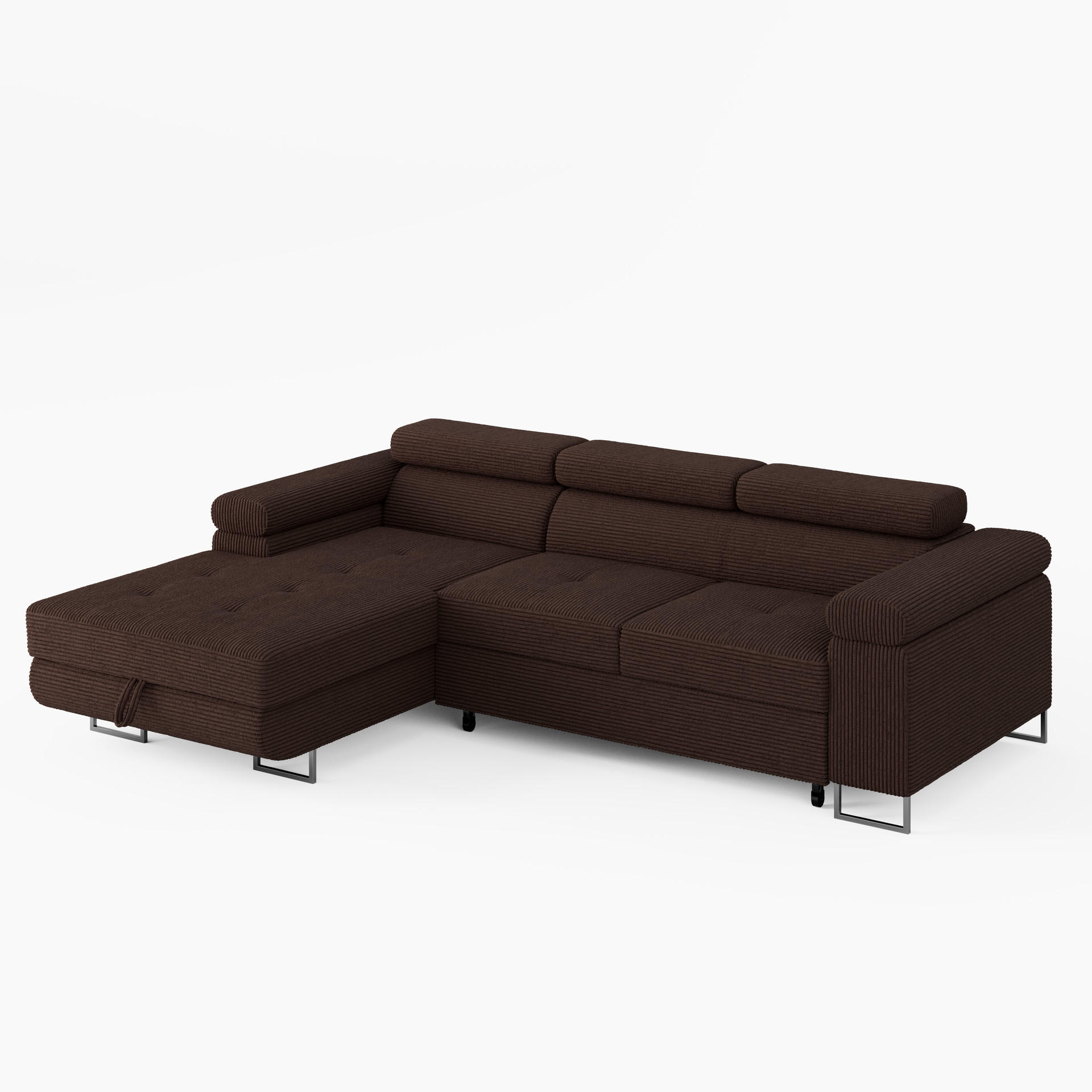 ECKSOFA VEMO MINI Links Braun Cord-Stoff Kompakter Komfort für Wohnräume - Braun, Textil (235/175cm) - Barchello