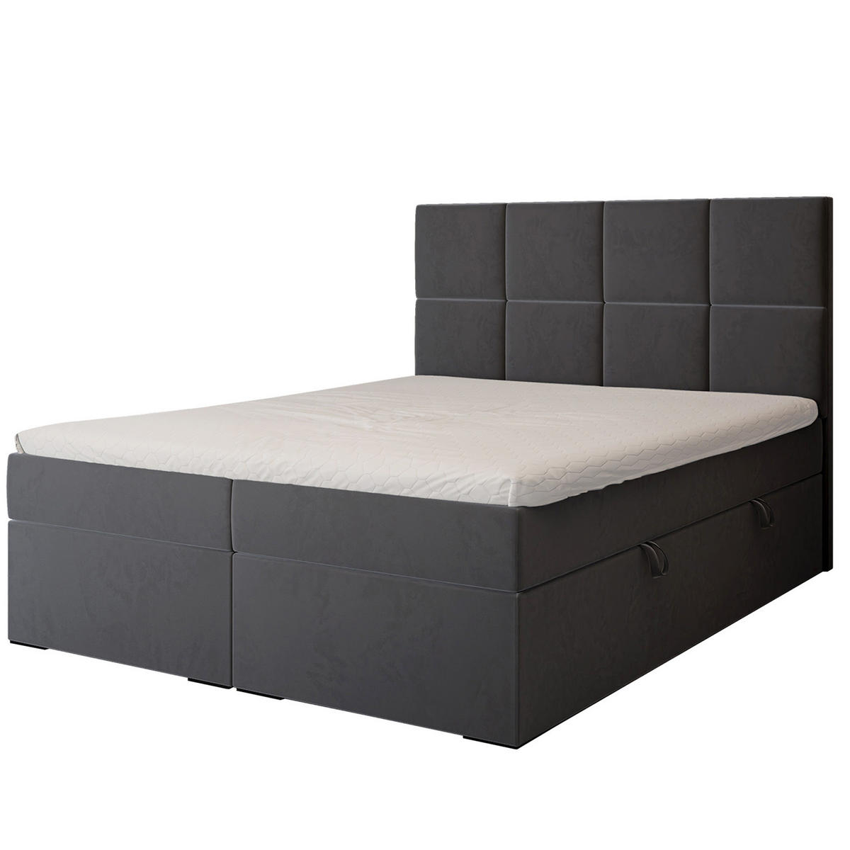 BOXBETT 120x200 cm mit Topper - Dunkelgrau, Textil (180/200cm) - Idohome