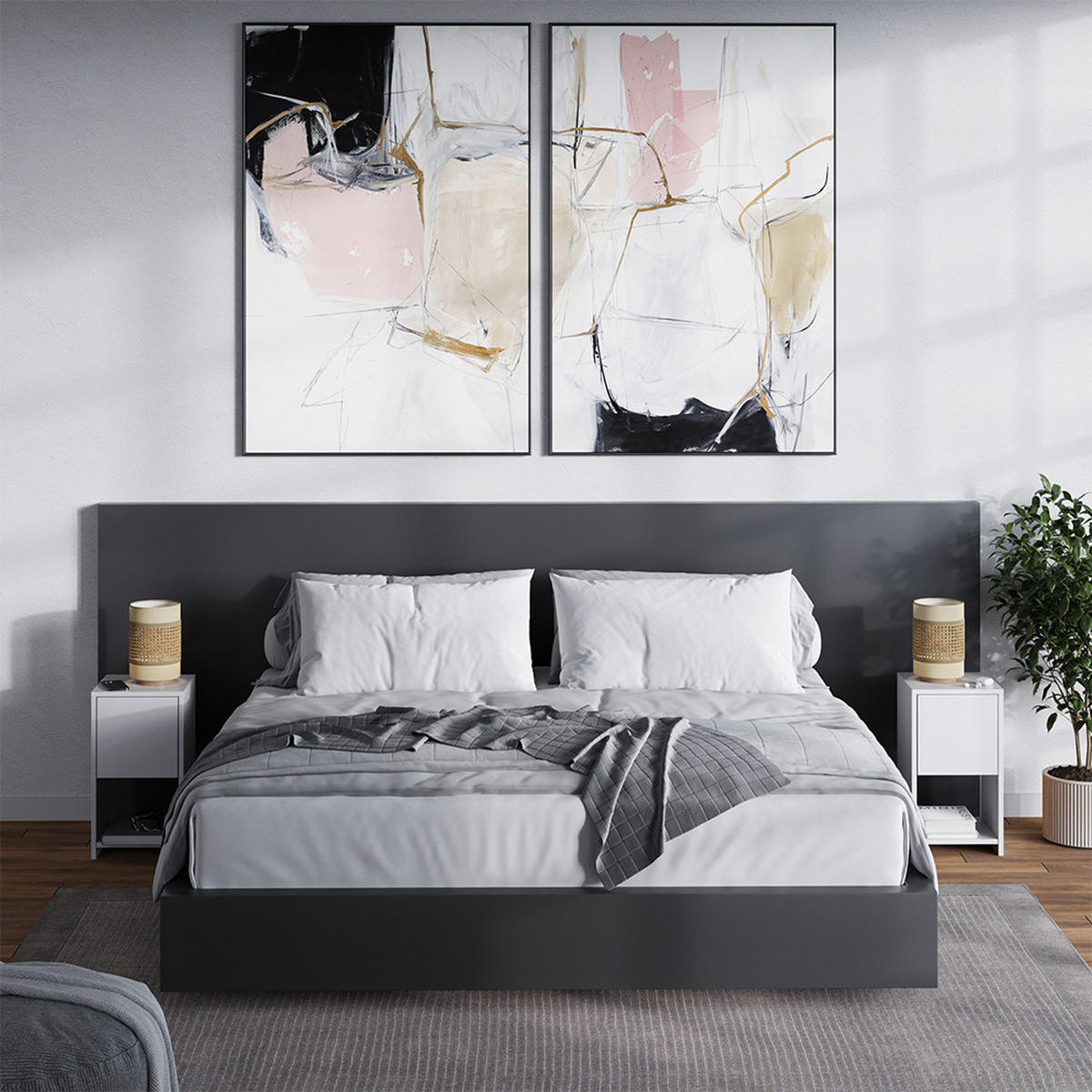 NACHTTISCH Evo Weiß 2er Set - Weiß, Holzwerkstoff (30/55/30cm) - Vicco