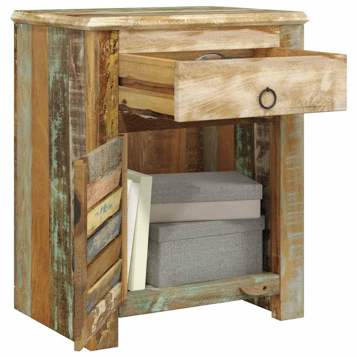 BEISTELLTISCH Mit 1 Schublade & 1 Tür Altholz - Braun, Holz/Holzwerkstoff (33/55/45cm) - vidaXL