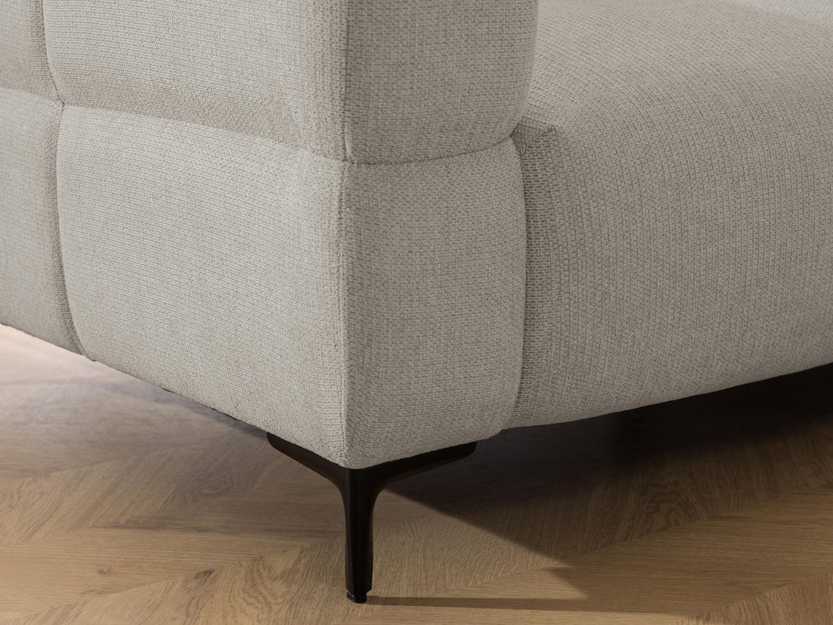 SITZGARNITUR 3+1 Cardea in Bubble-Optik aus weichem Taupe Strukturstoff mit hohem Sitzkomfort - Taupe/Schwarz, Holz/Textil (217/80/97cm) - S-Style Möbel