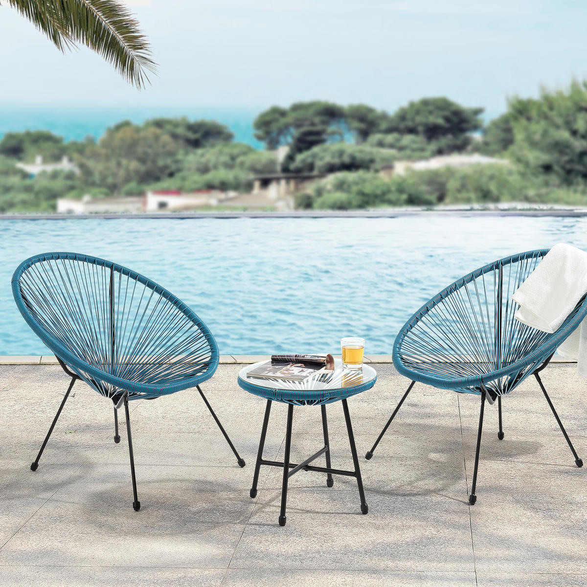 BALKONSET Bali Blau - Blau, Metall - SVITA