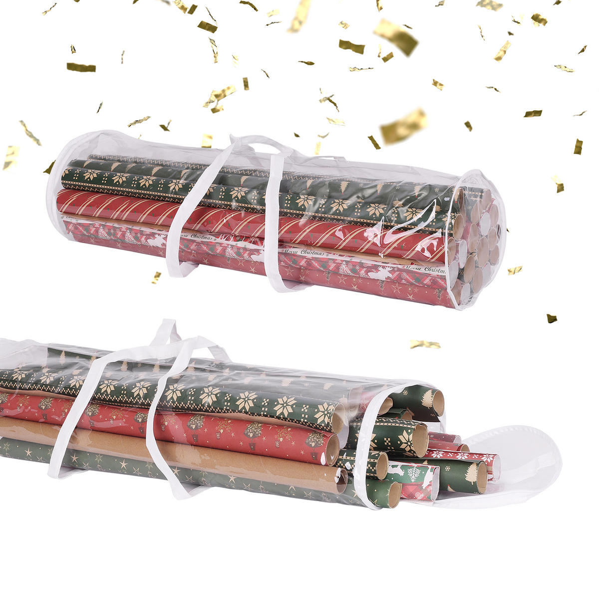 2XGESCHENKPAPIER-AUFBEWAHRUNG - Transparent, Kunststoff (22/79/22cm) - Relaxdays