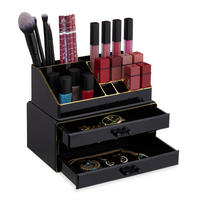 MAKEUP Organizer - Schwarz, Kunststoff (23.5/19/14cm) - Relaxdays