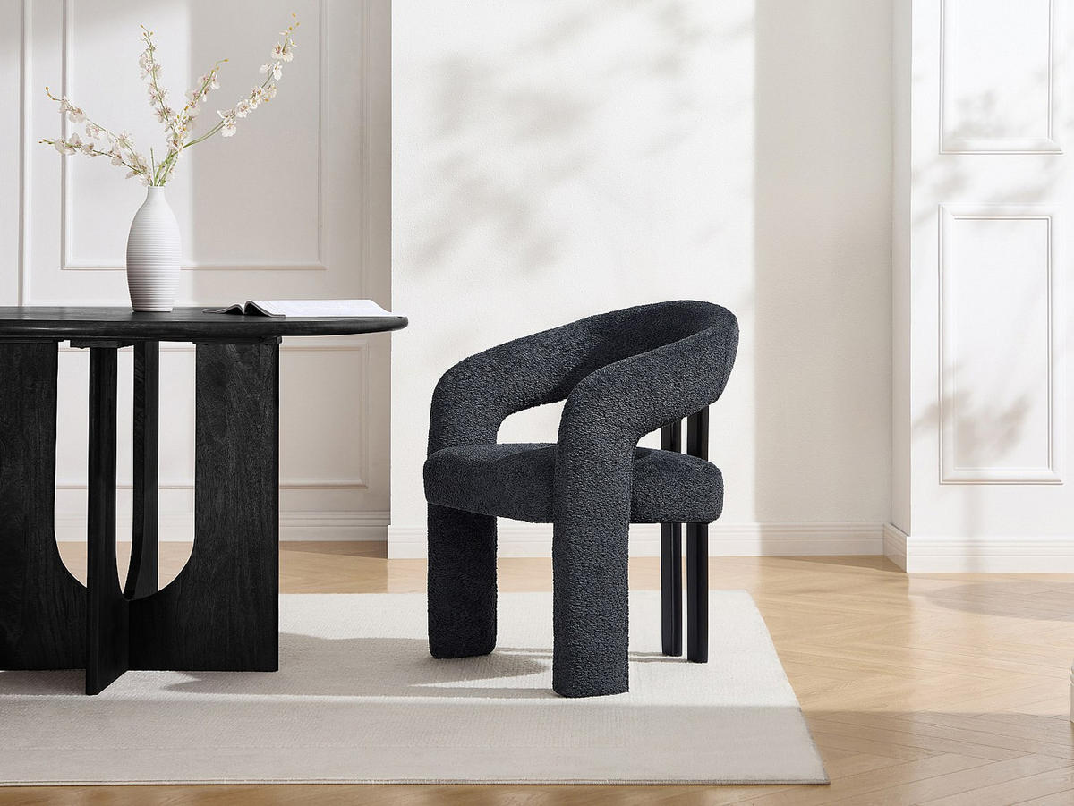 STUHL - 65 cm x 58 cm - holz - schwarz, anthrazitgrau Noreti - Schwarz, Textil (65/79/58cm) - Vente-Unique
