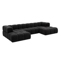 ROHOVÁ SEDAČKA ve tvaru U, velurová tkanina Bluvel, Černá, Averro U XL - černá, dřevo (400/70/150cm) - Kaiser Möbel