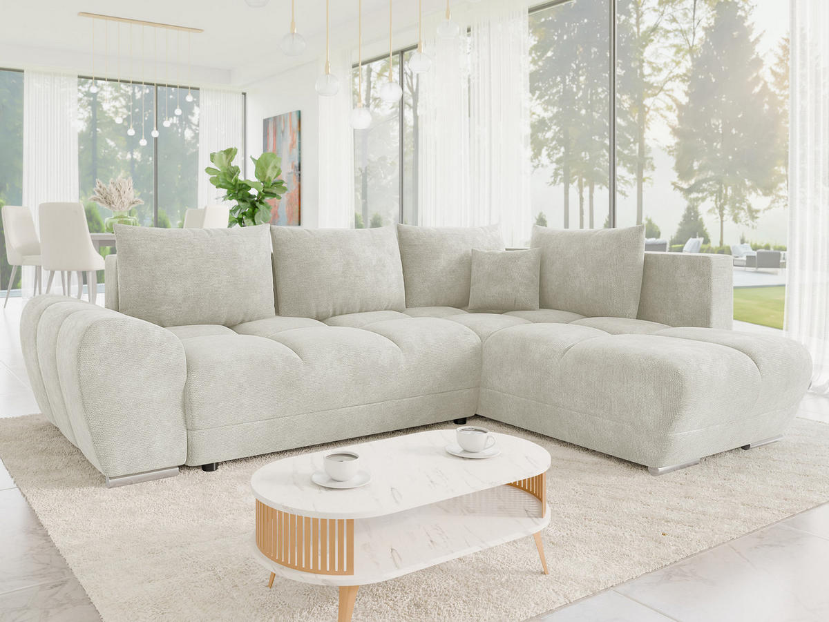 ECKSOFA Forest, Seite: Rechts - Sandfarben/Schwarz, Holz/Kunststoff (290/183cm) - MIRJAN24