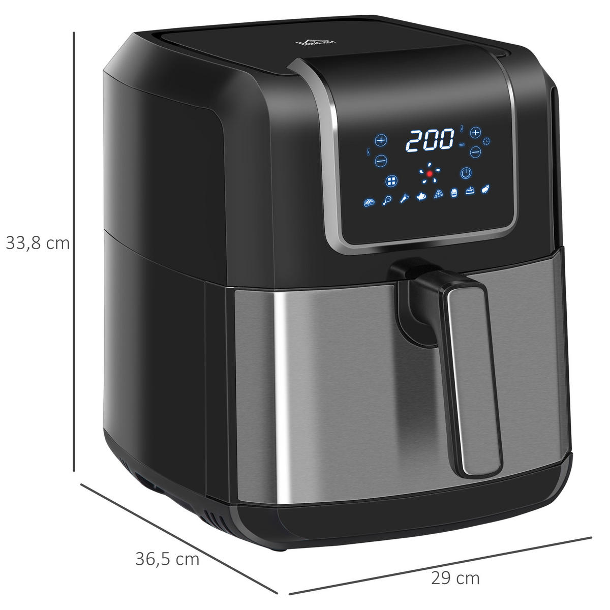 HEISSLUFTFRITTEUSE Stahl Kunststoff Schwarz - Schwarz, Metall (36.5/29/33.8cm) - HOMCOM