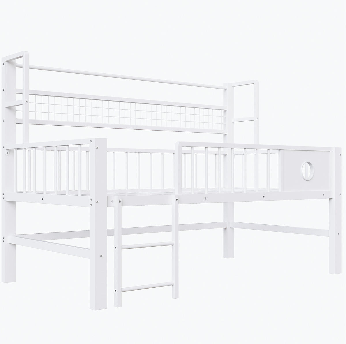 KINDERHOCHBETT niedrig mit Stauraum 90x200 cm Metall Weiß - Weiß, Metall (90/200cm) - Beauniv