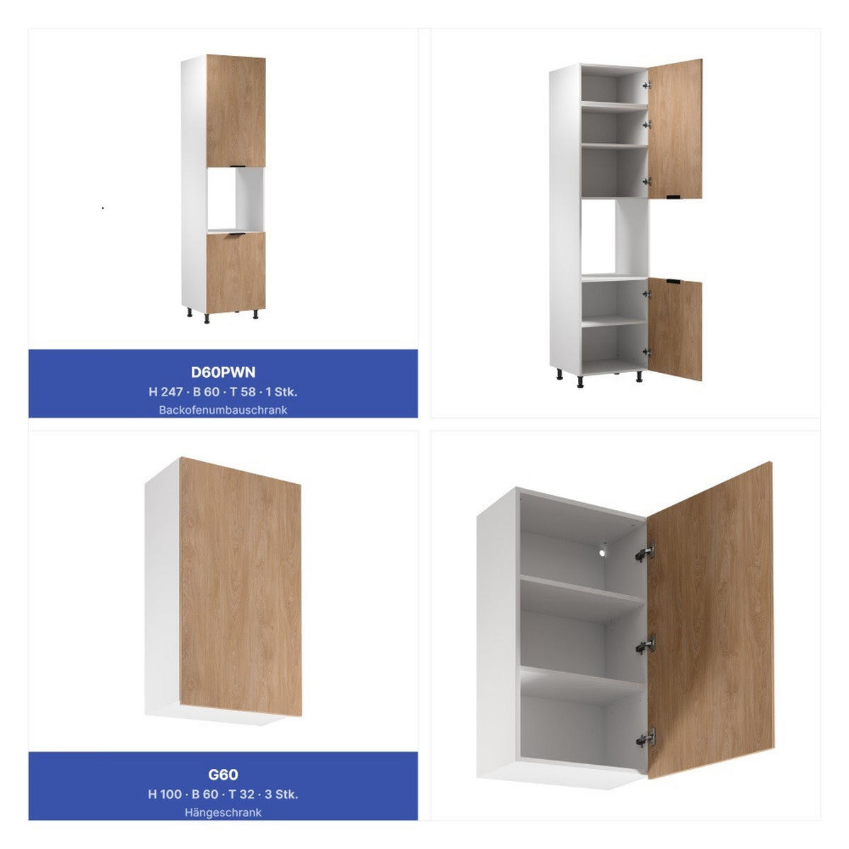 KÜCHENZEILE 300 cm - Sorento KS1-M300 - in Weiß/Sonoma Eiche - Beige/Schwarz, Holz (300/247/58cm)
