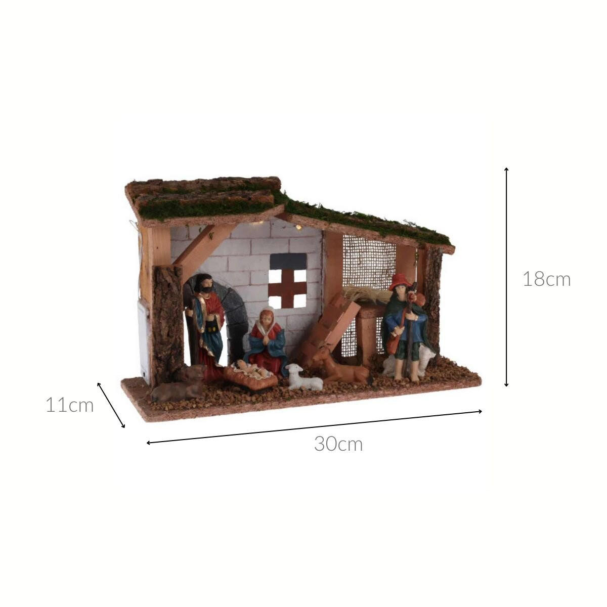 WEIHNACHTSKRIPPE LED 7 Figuren - Braun, Holzwerkstoff (11/18/30cm) - Home Styling Collection