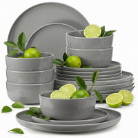 TAFELSERVICE VICTO Schüssel 6 Personen 18-tlg, matt grau - Grau, Keramik (27/2/27cm) - KONSIMO®
