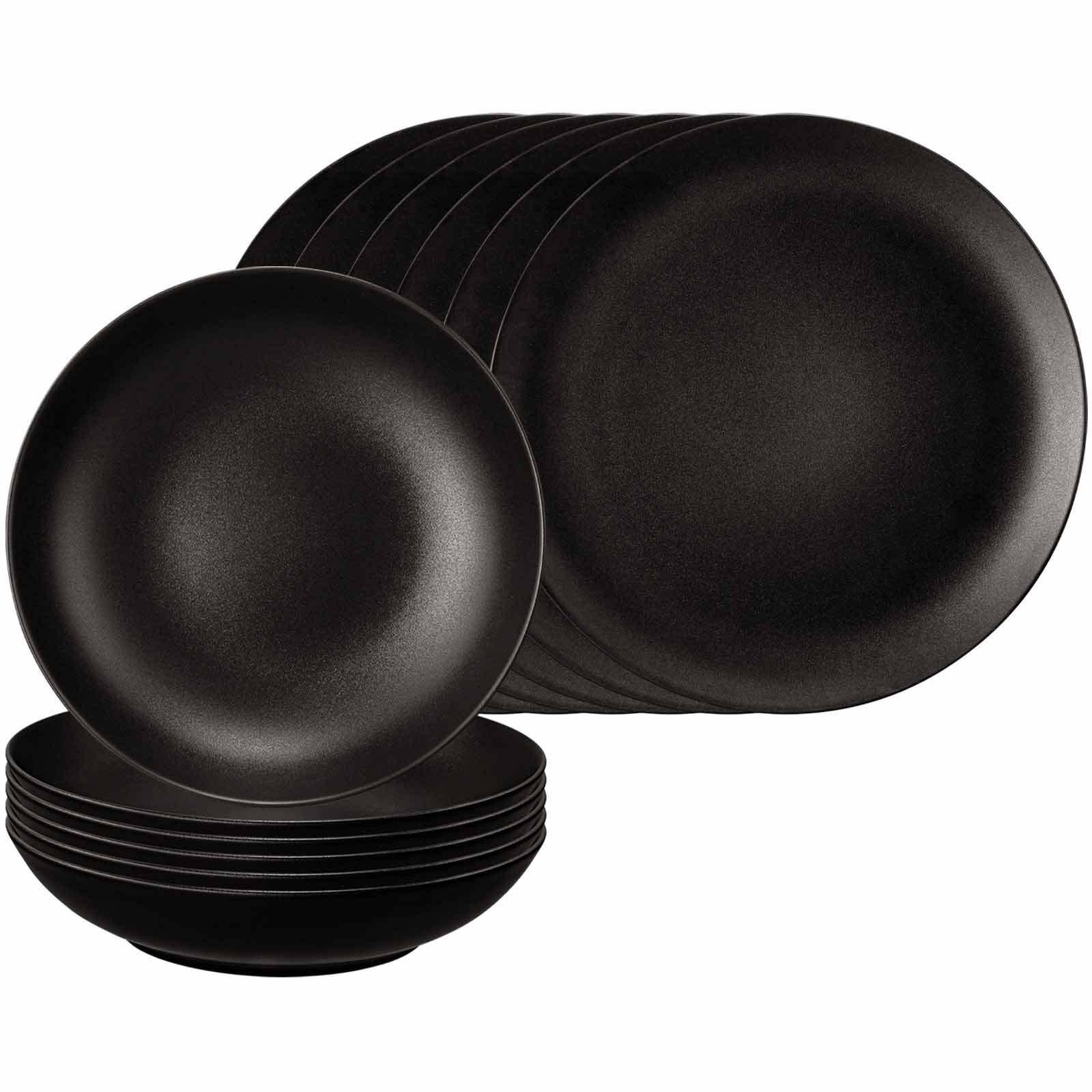 TAFELSERVICE Liberty Velvet Black schwarz 12er Set - Schwarz, Keramik (1/1/1cm) - Seltmann Weiden