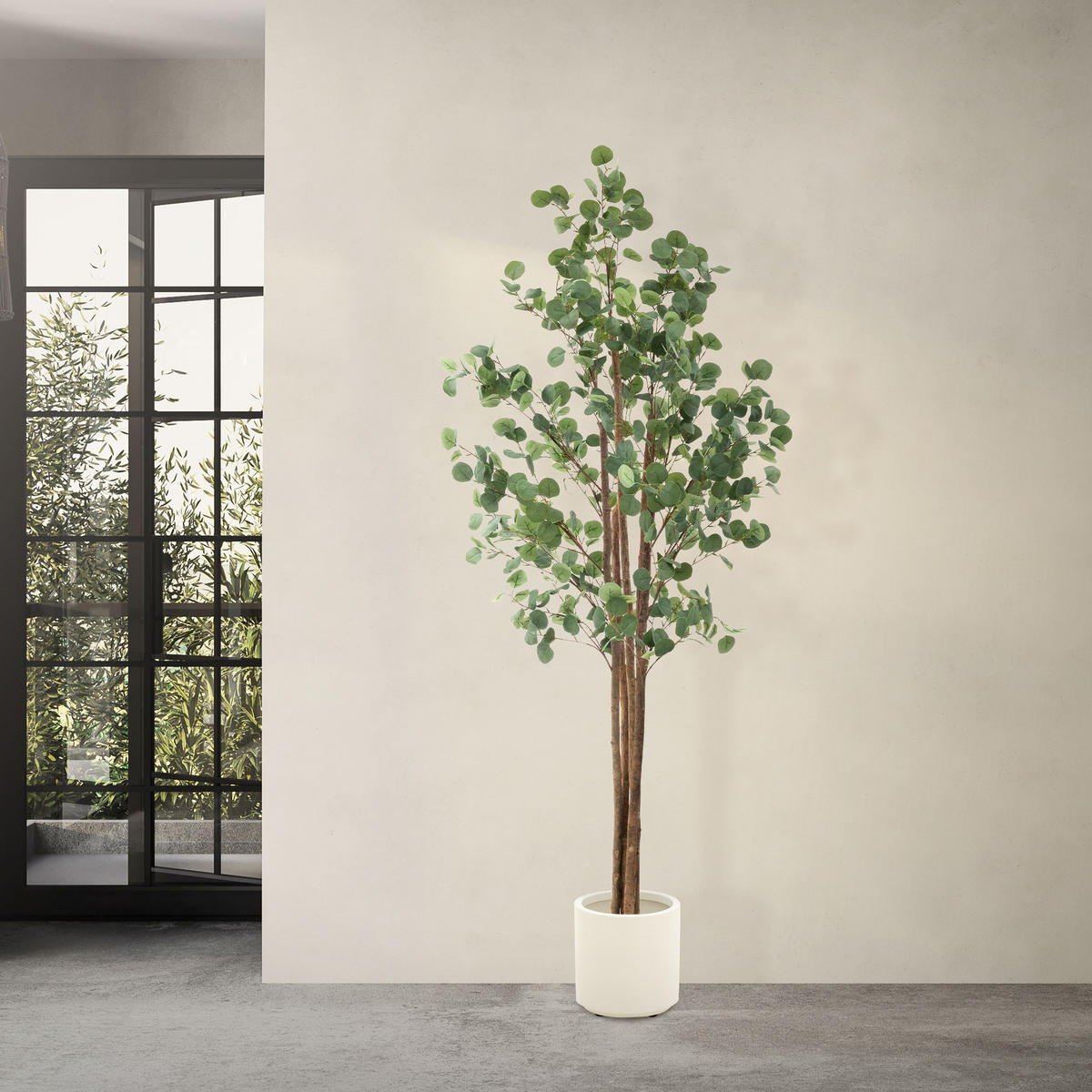 KUNSTPFLANZE Eukalyptus - Anthrazit/Grün, Holz/Kunststoff (210cm) - ML-DESIGN