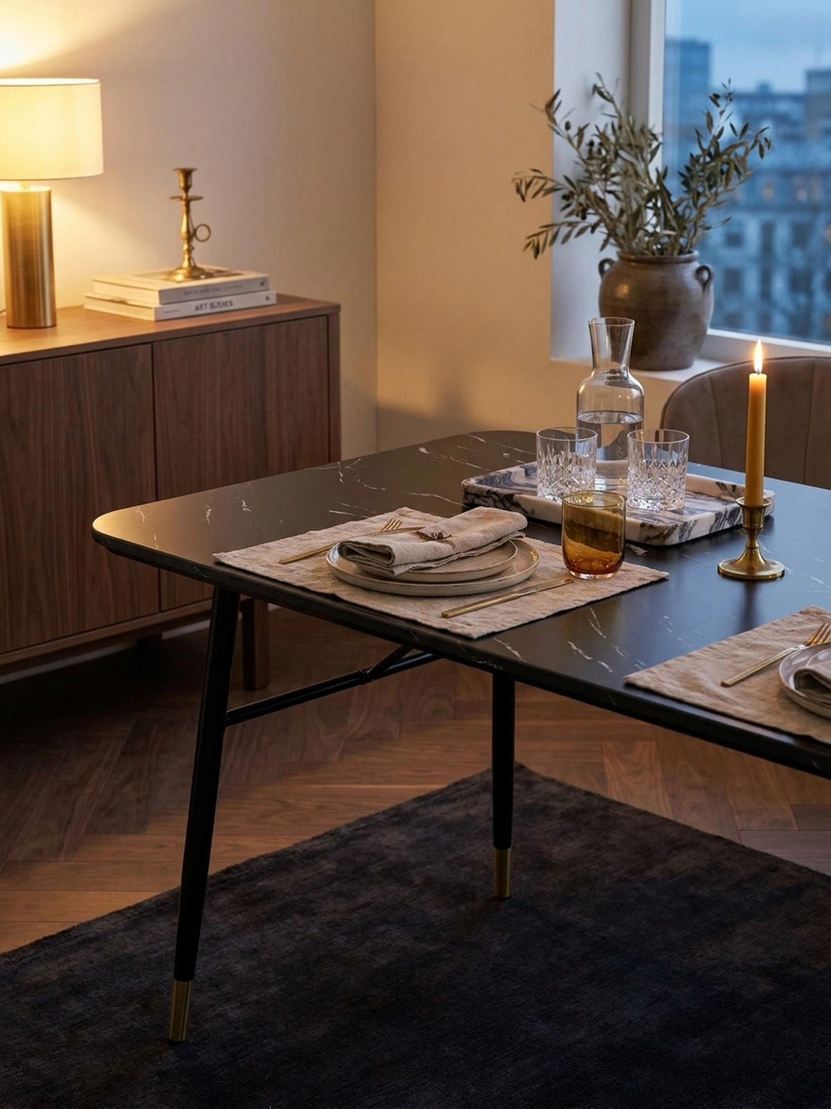 ESSTISCH Marmoroptik Metall Rechteckig Modern Klein, Schwarz 180x90x76 cm - Goldfarben/Schwarz, Holzwerkstoff/Metall (90/180/76cm) - KADIMA DESIGN