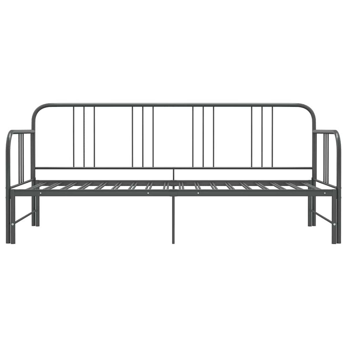 AUSZIEHSOFA Bettgestell Grau Metall 90/200 Cm - Grau, Textil (90/200cm) - vidaXL