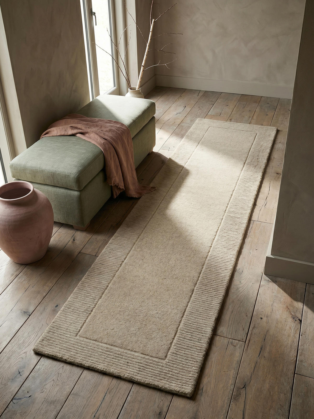 WOLLTEPPICH MOLE, einfarbig, Natur, 60 x 230 cm - Beige, Textil (60/230cm) - KADIMA DESIGN