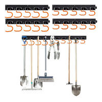 GARTENGERÄTEHALTER Schwarz Orange 20 Haken Wand 43 cm - Schwarz, Kunststoff/Metall (43/5/2cm) - Relaxdays