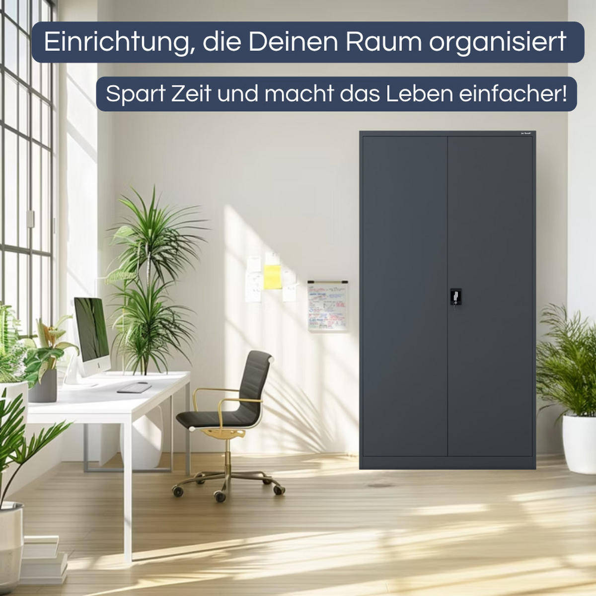 AKTENSCHRANK abschließbar KADO Flügeltüren 220x115x40cm Anthrazit - Anthrazit, Metall (115/220/40cm) - DELUKE