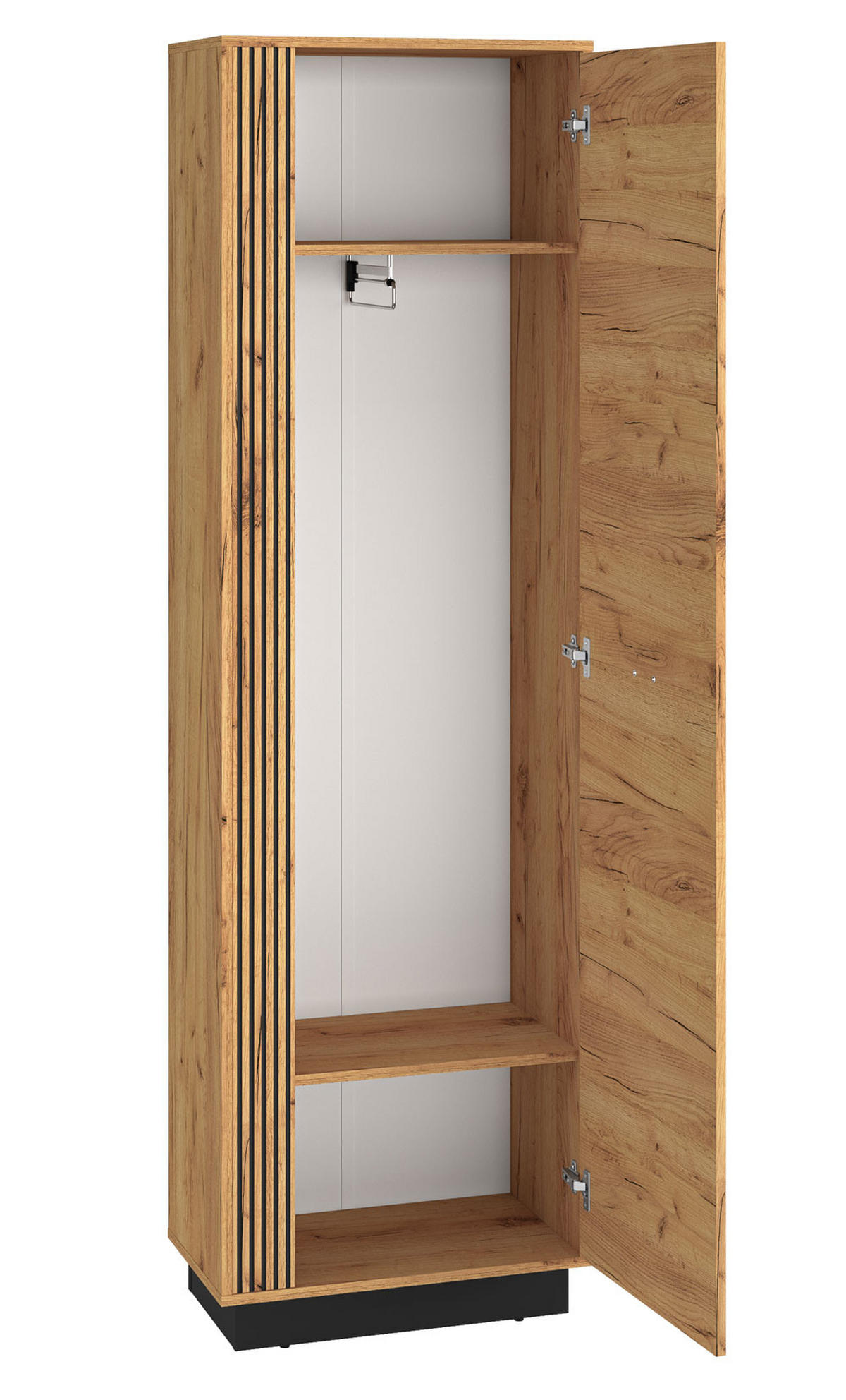 GARDEROBENSCHRANK Vasco Gold Craft Eiche / Schwarz 60 / 34 / 200cm - Eichefarben/Schwarz, Holz/Holzwerkstoff (60/200/34cm) - Feldmann-Wohnen